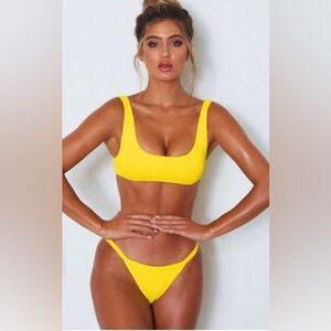 White Fox Boutique Palm Springs Bikini Top & Sofia Bottoms in Yellow Rib